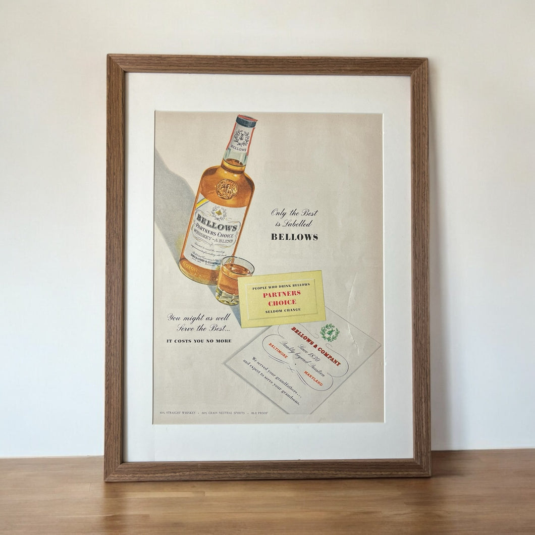 1953 Bellows Partners Choice Whiskey Advertisement